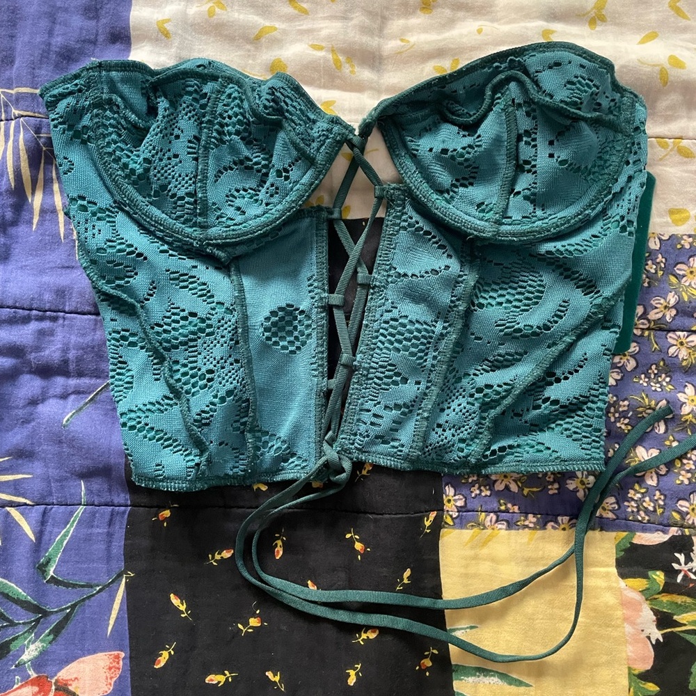 Teal Lace Bustier Top